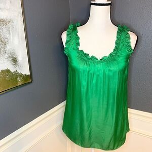 Rebecca Taylor Silk Ruffle tie back tank blouse